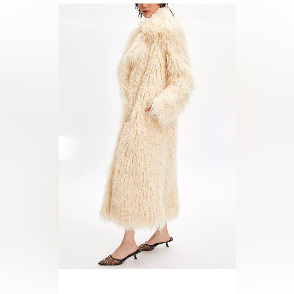 Kimchi Blue Shaggy Faux Fur Long Coat, Sz S, NEW